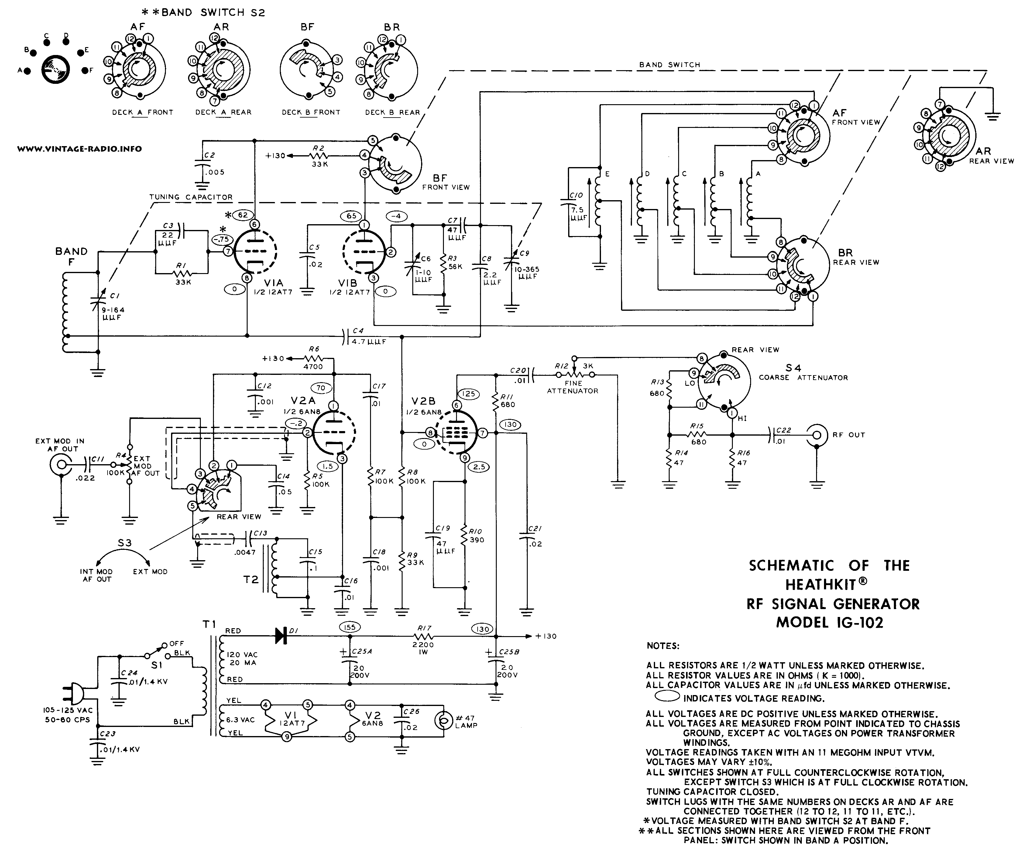 Heathkit IG-102 schematic from https://www.vintage-radio.info/