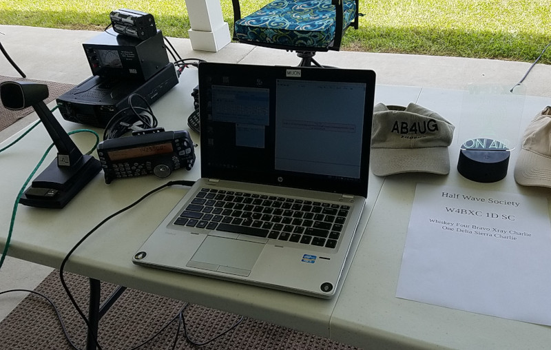 Radio and laptop set up for Field Day 2021.