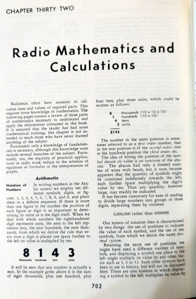 Radio mathematics and calculations chapter from the W6SAI Radio Handbook