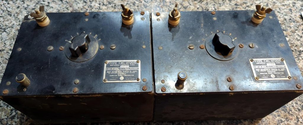 Two CML-47205 antenna loading coil, part of a US Navy TCS-13 transmitter/receiver set.